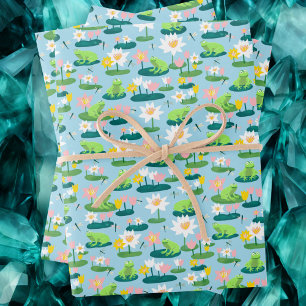 Feuille De Papier Cadeau Grenouilles et Lily Pads BABY SHOWER mignon Enfant