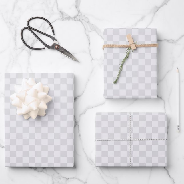 Feuille De Papier Cadeau Grey À damiers Motif (Recto)