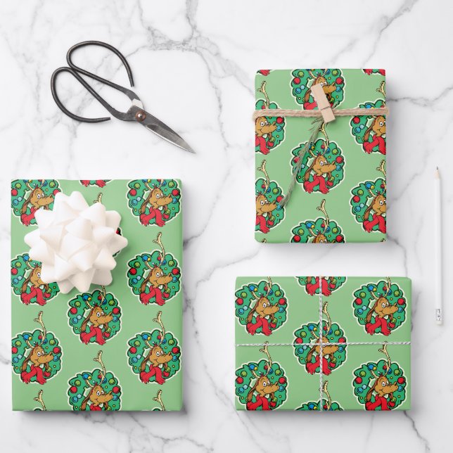 Feuille De Papier Cadeau Grille | Max Christmas Wreath (Recto)