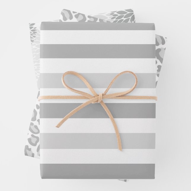 Feuille De Papier Cadeau Gris Blancs (En situation)
