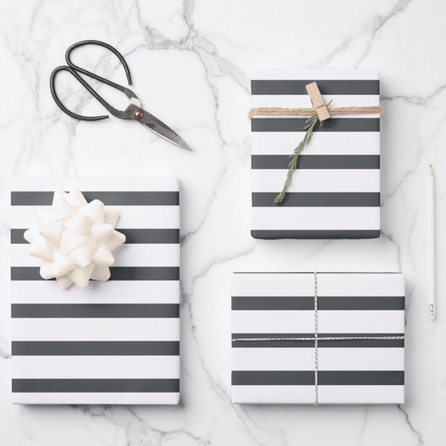 Feuille De Papier Cadeau Gris Blancs (Recto)