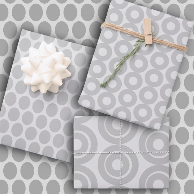 Feuille De Papier Cadeau Gris contemporain sur gris (Créateur téléchargé)