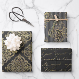Feuille De Papier Cadeau Gris et or sur le thème de Paris