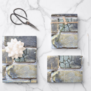 Feuille De Papier Cadeau Gris et pastels crumbling Brick Wall