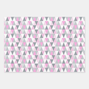 Feuille De Papier Cadeau Gris rose géométrique Abstrait