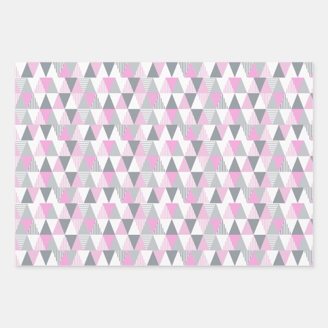 Feuille De Papier Cadeau Gris rose géométrique Abstrait (Devant)