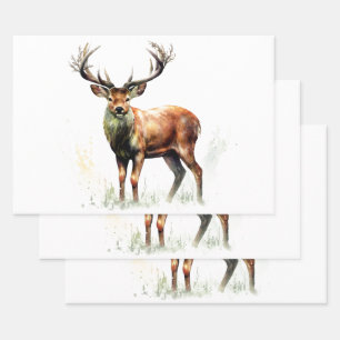 Feuille De Papier Cadeau Gros Cerf Raté