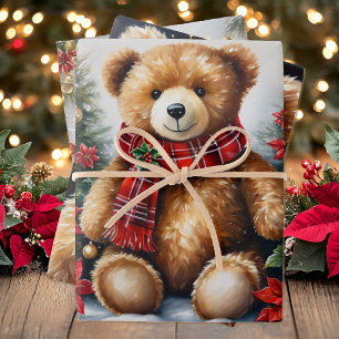 Feuille De Papier Cadeau Gros Nounours sur 3 Noël