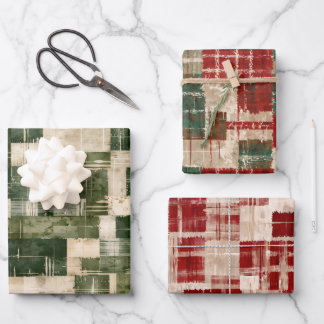 Feuille De Papier Cadeau Grunge de Noël Plaid