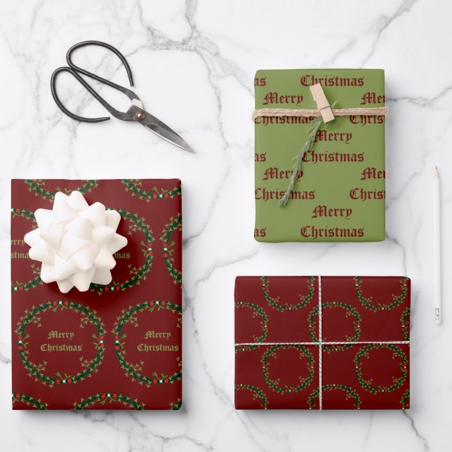 Feuille De Papier Cadeau Guirlande de Noël gothique personnalisée (Recto)