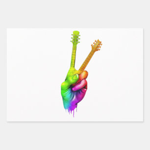 Feuille De Papier Cadeau Guitar Lover   Say Hi Guitar Hands