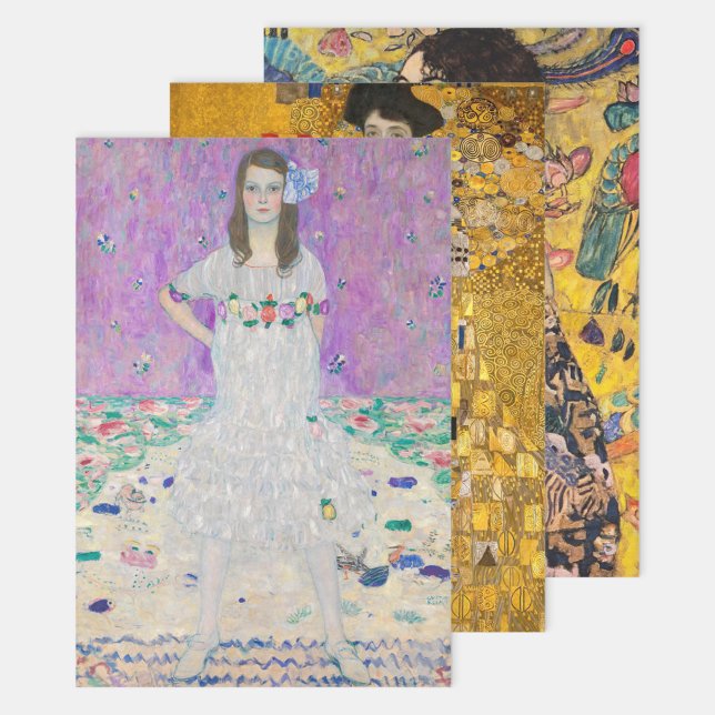 Feuille De Papier Cadeau Gustav Klimt - Portraits Sélection de chefs-d'oeuv (Créateur téléchargé)