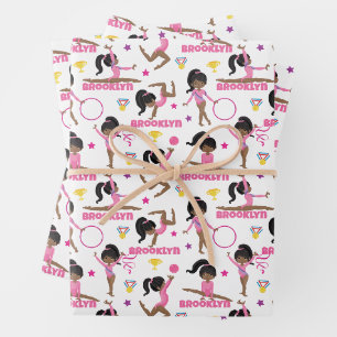 Feuille De Papier Cadeau Gymnaste Multicultural Personnalisé