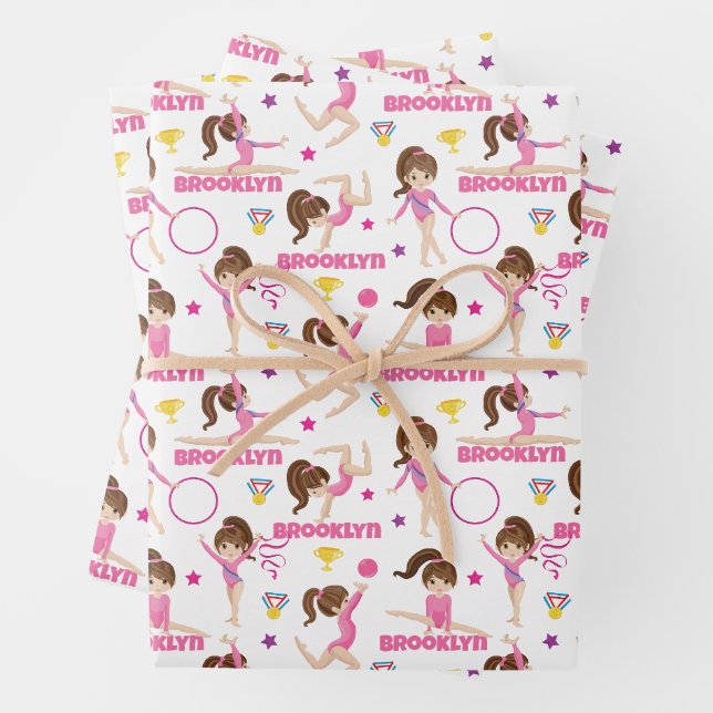 Feuille De Papier Cadeau Gymnaste Multicultural Personnalisé (En situation)