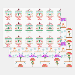 Feuille De Papier Cadeau Gymnastique de Noël