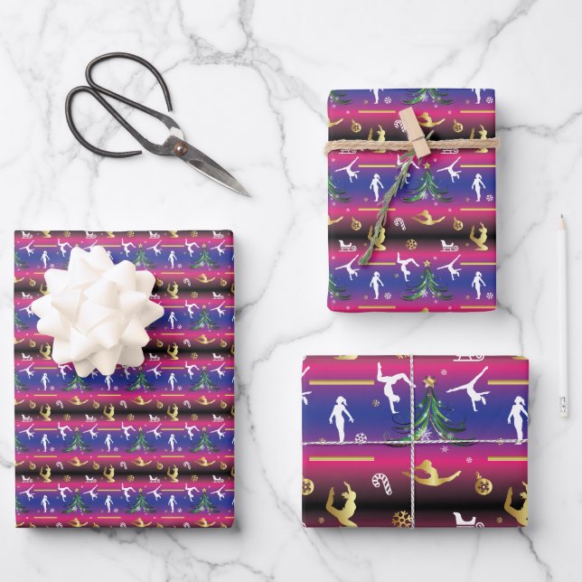 Feuille De Papier Cadeau Gymnastique féminine Arbre de Noël (Recto)