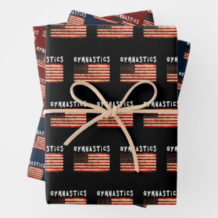 Feuille De Papier Cadeau Gymnastique Grunge Américain Drapeau USA