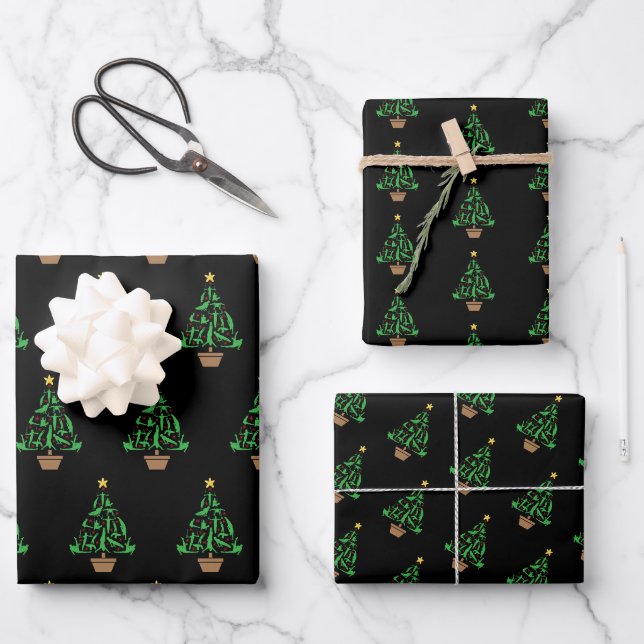 Feuille De Papier Cadeau Gymnastique masculine Arbre de Noël (Recto)