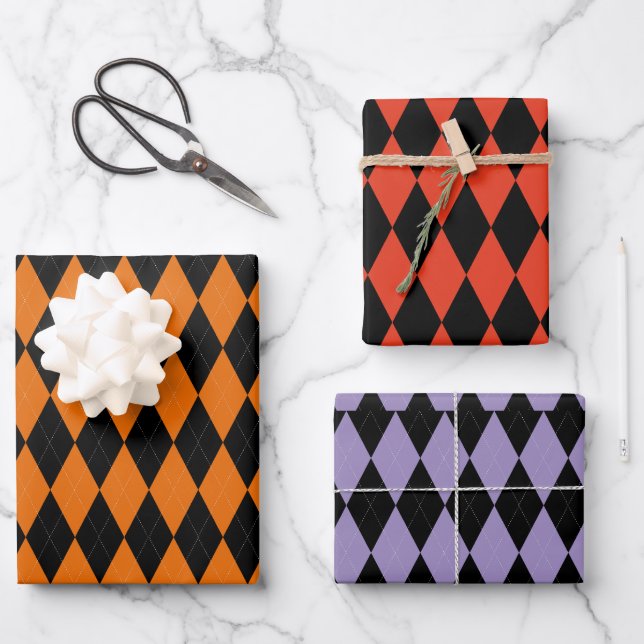 Feuille De Papier Cadeau Halloween à motifs géométriques (Recto)