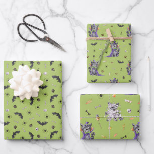Feuille De Papier Cadeau Halloween drôle de chat