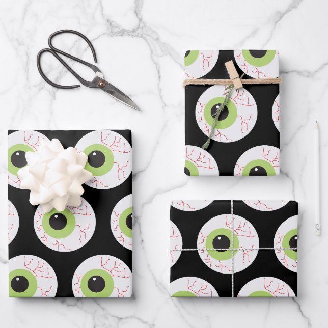 Feuille De Papier Cadeau Halloween Eyeball effrayant (Recto)