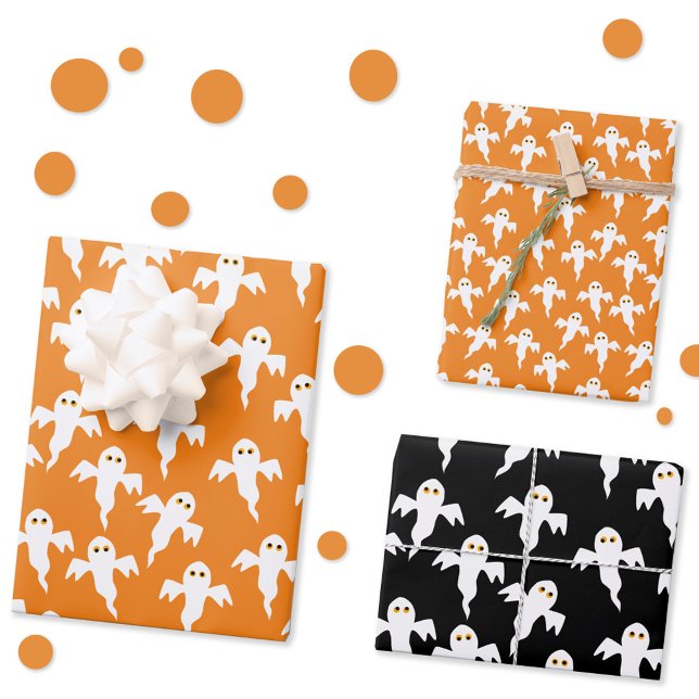 Feuille De Papier Cadeau Halloween fantôme (Fun ghost gift wrapping paper sheets, perfect for Halloween)