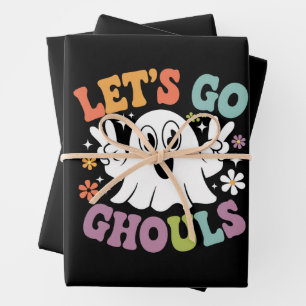 Feuille De Papier Cadeau Halloween Go Ghouls Ghost Retro Costume