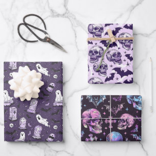 Feuille De Papier Cadeau Halloween Gothique Violet Merveilleux