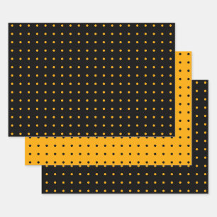 Feuille De Papier Cadeau Halloween Motif Polka orange noir