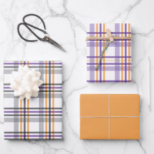 Feuille De Papier Cadeau Halloween noir violet orange rayé