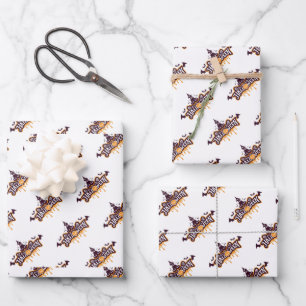 Feuille De Papier Cadeau Halloween Pleine lune Witch Maison Éffrayante