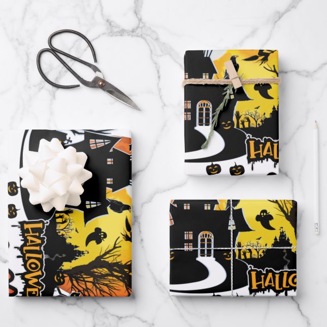Feuille De Papier Cadeau Halloween Scary Night (Recto)