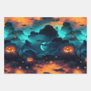 Feuille De Papier Cadeau Halloween Sky