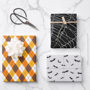Feuille De Papier Cadeau Halloween Spider Web Bats et Jacquard de Corn de b