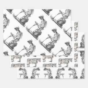 Feuille De Papier Cadeau Halloween squelette assis anatomie