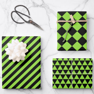 Feuille De Papier Cadeau Halloween vert noir moderne Motif texte personnali
