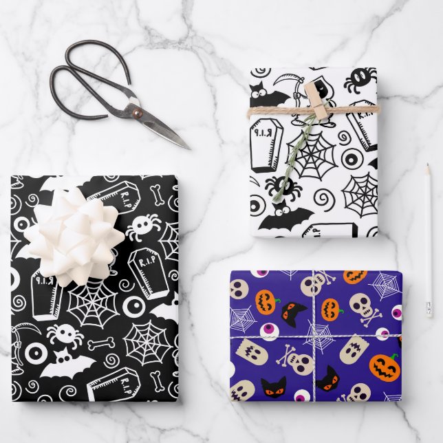 FEUILLE DE PAPIER CADEAU HALLOWEEN WHIMSICAL (Recto)
