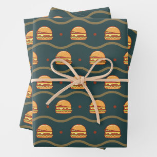 Feuille De Papier Cadeau Hamburger Lover Cheeseburger Cute Motif Carrelé