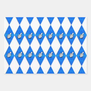Feuille De Papier Cadeau Hanoukka Dreidel Motif Jacquard
