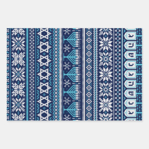 Feuille De Papier Cadeau Hanoukka Fair Isle Faux Knit Sweat