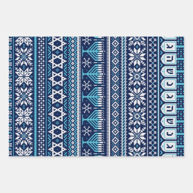Feuille De Papier Cadeau Hanoukka Fair Isle Faux Knit Sweat (Devant)