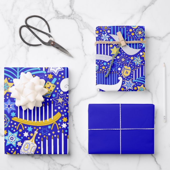 Feuille De Papier Cadeau Hanoukka maximale (Recto)