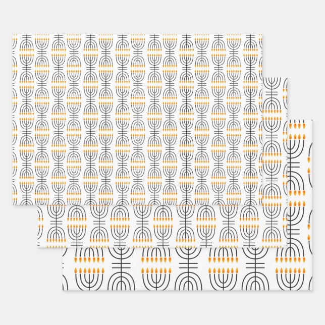 Feuille De Papier Cadeau Hanoukka Menorah Résumé (Lot)