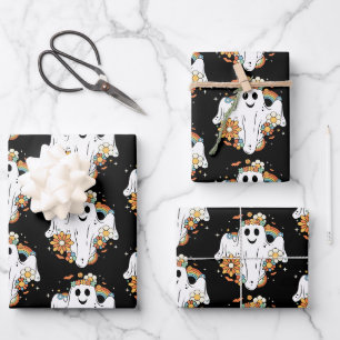 Feuille De Papier Cadeau Happy Ghost Retro Hippie Motif