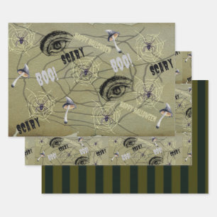Feuille De Papier Cadeau Happy Halloween Psychedelic Motif champignon