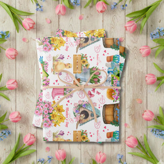 Feuille De Papier Cadeau Happy Mother’s Day Floral Spring Garden