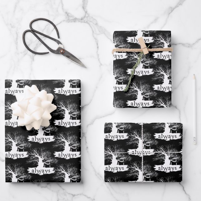 Feuille De Papier Cadeau Harry Potter | Always Quote Silhouette (Recto)