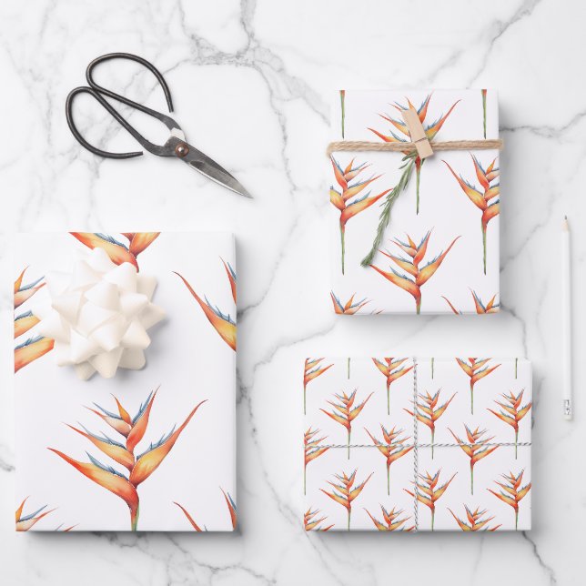 Feuille De Papier Cadeau Hawaïen Print heliconia flower 2 (Recto)