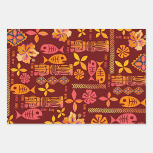Feuille De Papier Cadeau Hawaïen Tiki