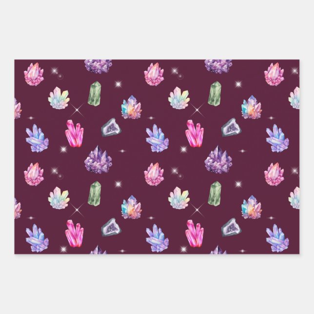 Feuille De Papier Cadeau Healing Crystals Wrapping Paper Set (Devant)